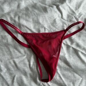 PINK Victoria's Secret Burgundy Sheer Thong
